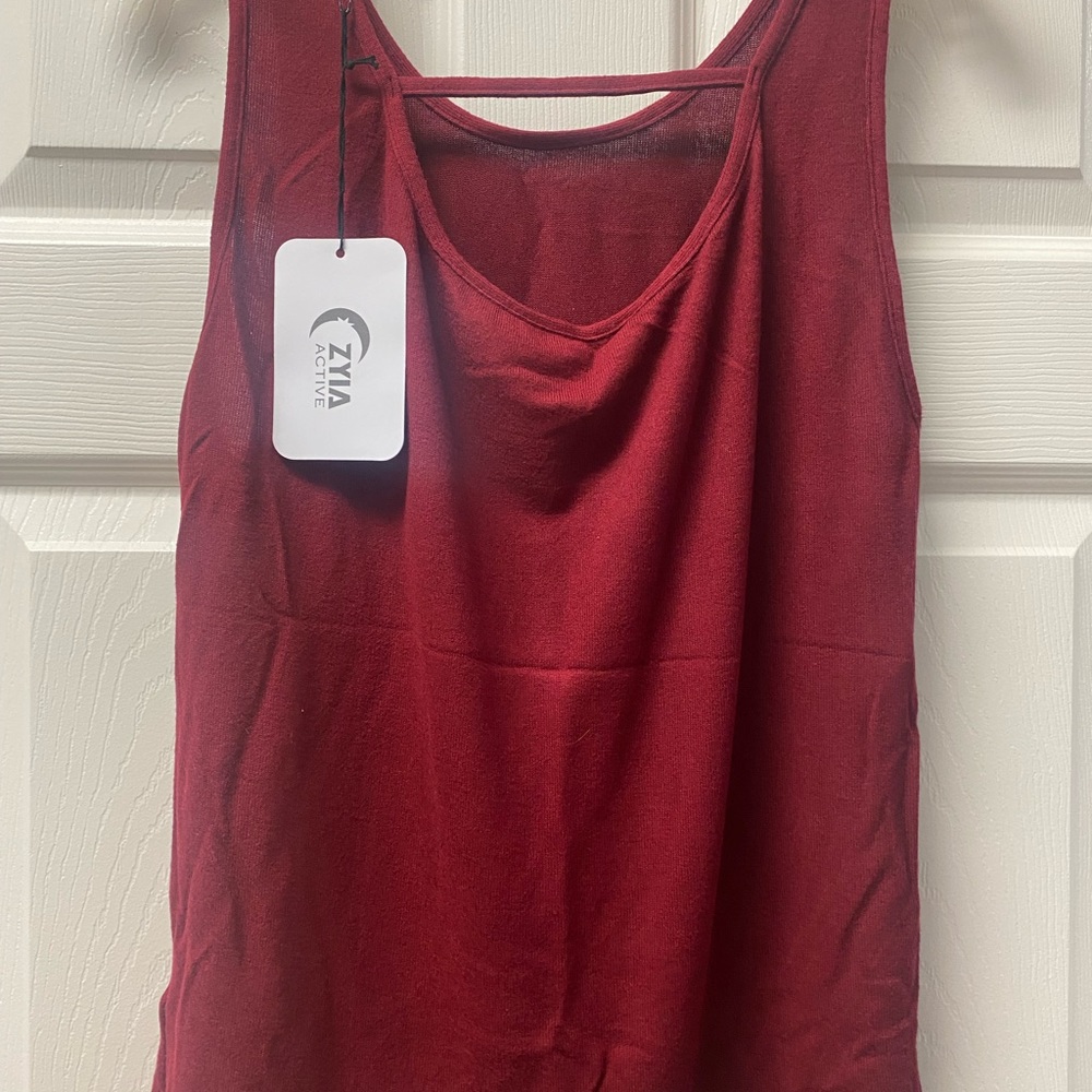 ZYIA Cranberry lounge boyfriend sweater tank, S, NWT